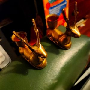 2 reindeer candle holders *brass - christmas*